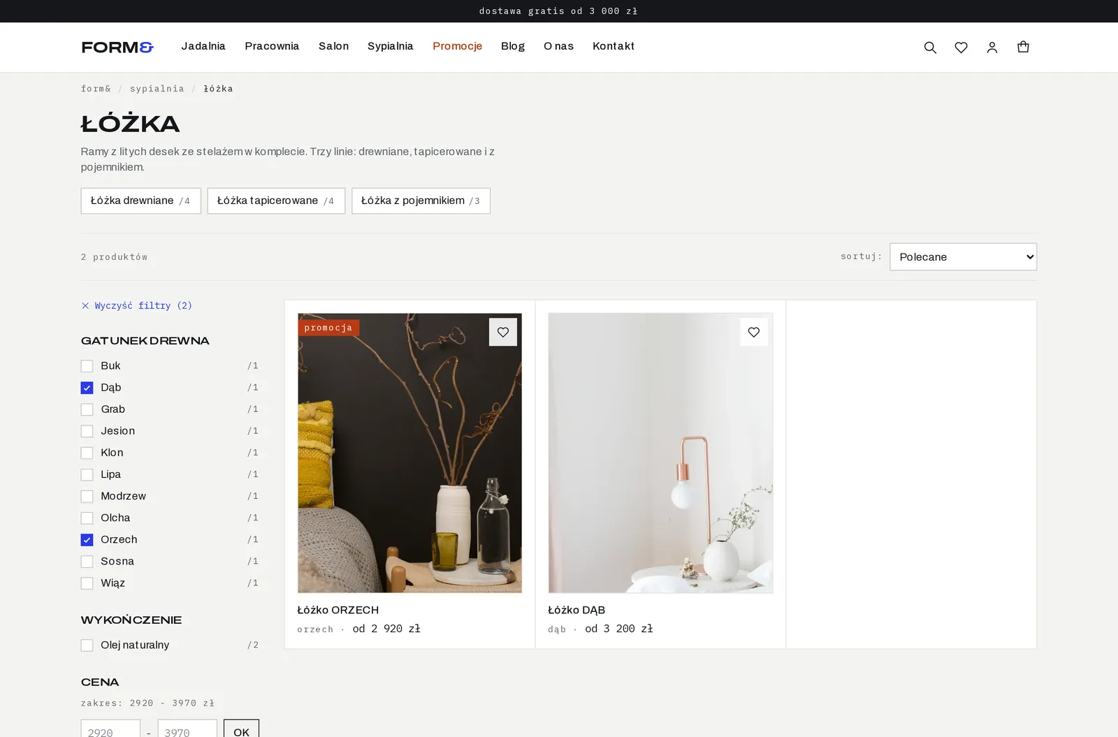 Listing z filtrami